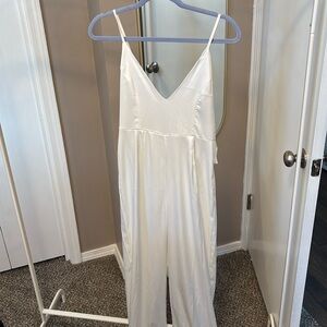 White Satin Large Bow Detail Bridal/Bach Jumpsuit